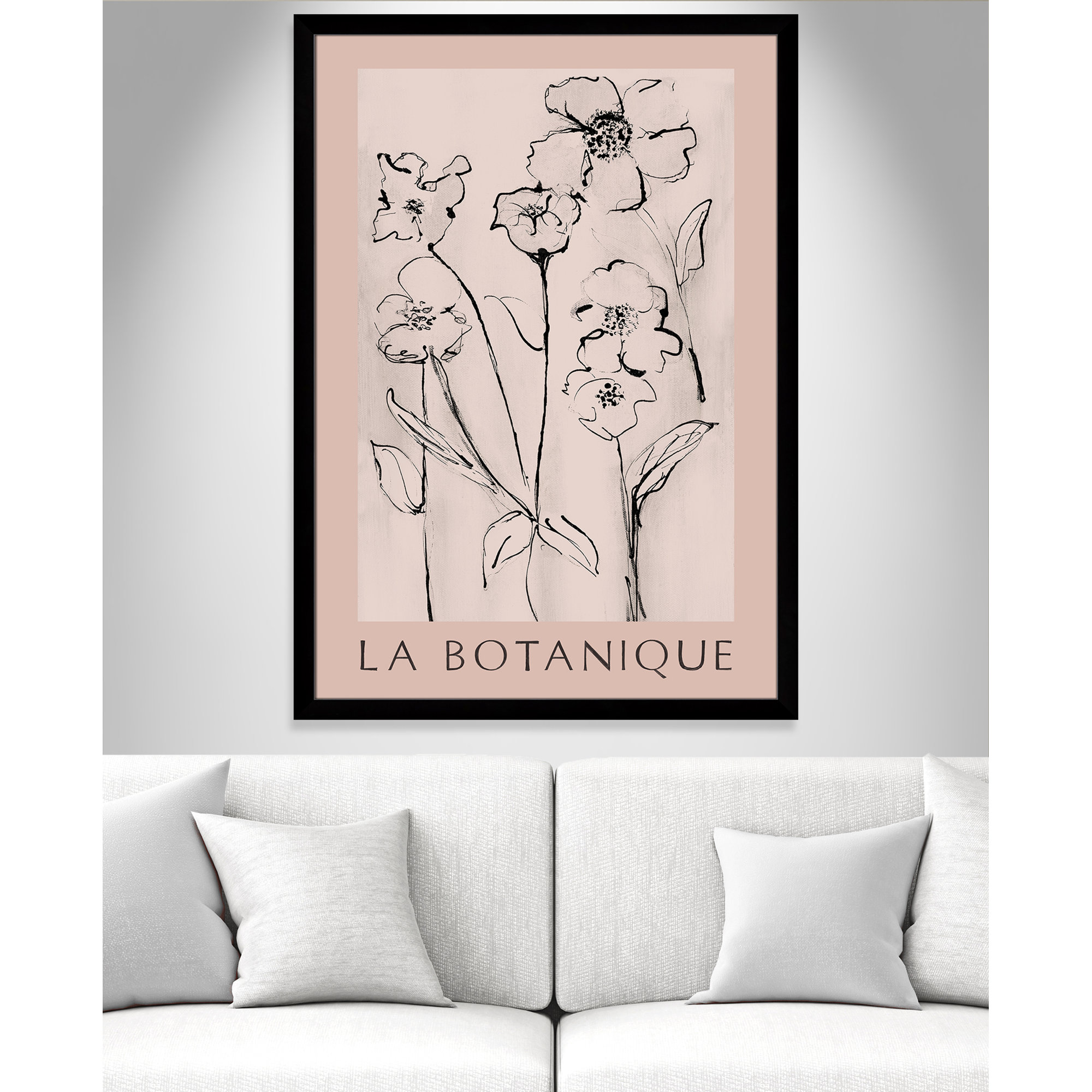 Botanical Poster Collection " La Botanique " by Susan Jill, 49" H x 35" W x 1.25" D, Black Single Picture Frame, No