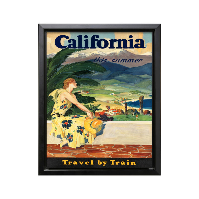 Chemin de fer californien, H 12 po x l 16 po, Canevas, Cadre noir