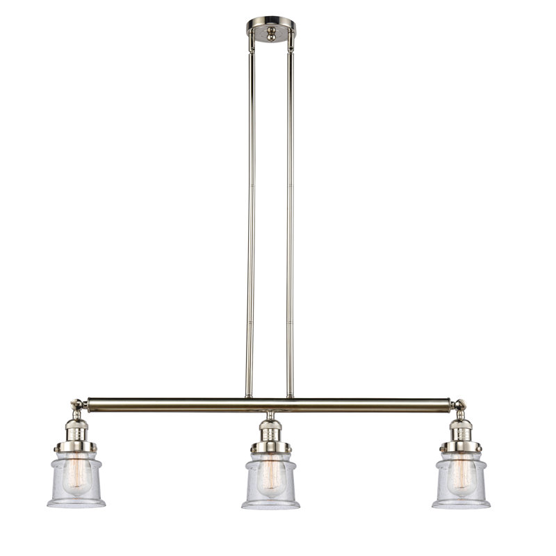 Luminaire suspendu linéaire à 3 lumières pour îlot de cuisine Madelyn, Ampoule non incluse, Grainé, Nickel poli