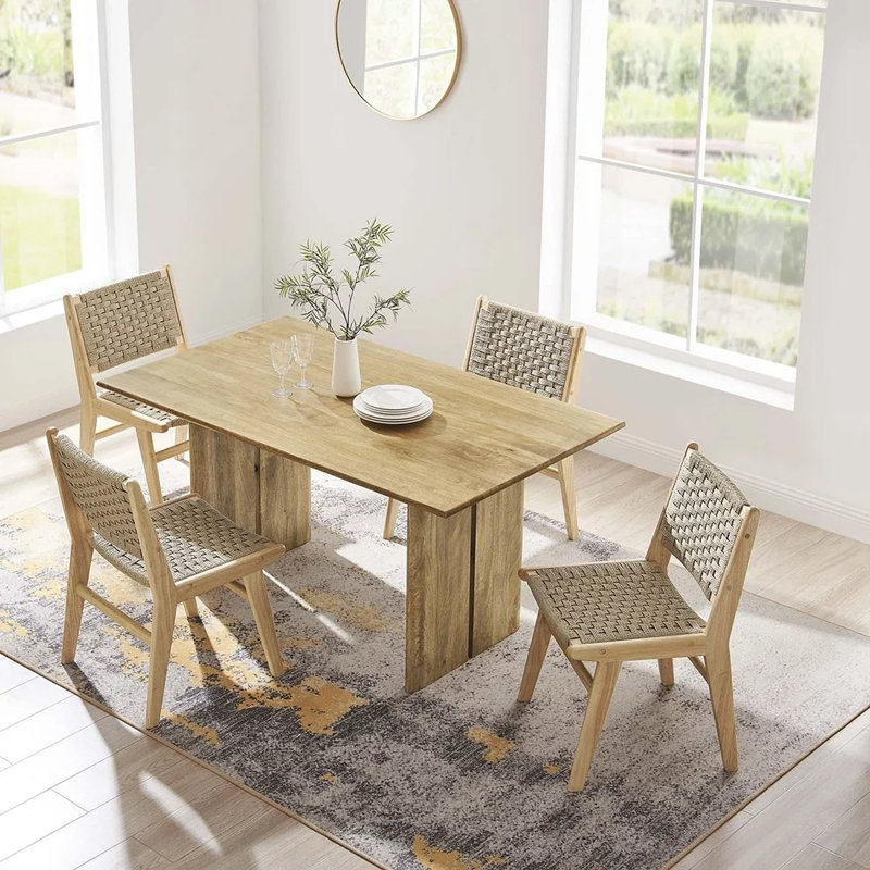 Amistad 60" Oak Solid Wood Farmhouse Dining Table