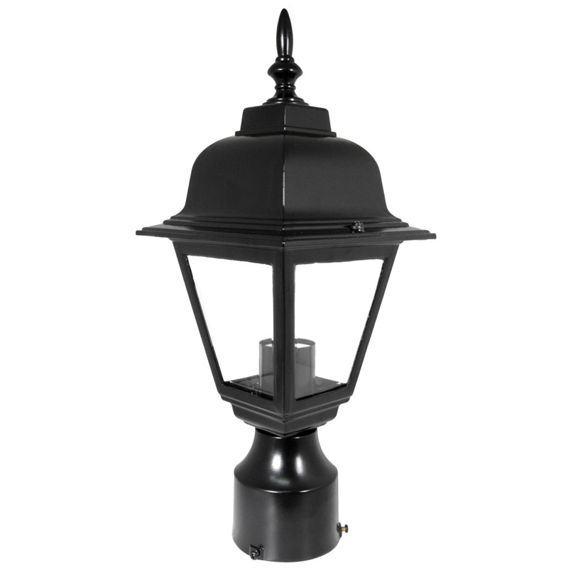 Maple Street Black Outdoor Post Light with Clear Glass