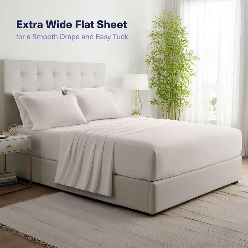 Bedroom 100% Organic Viscose From Bamboo Sheets Set, 300 Thread Count, Cooling Bedding Sheets for Hot Sleepers, Flat, Fitted, Pillowcase