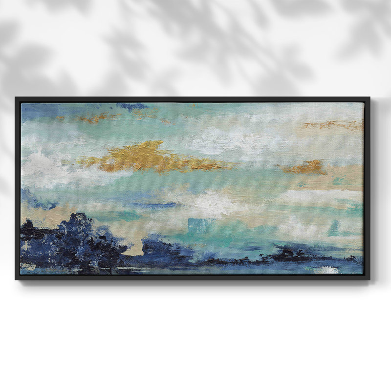 Sea Isle I - Toile tendue avec châssis encadré - Prêt à être accroché, H 17 po x l 33 po, Noir