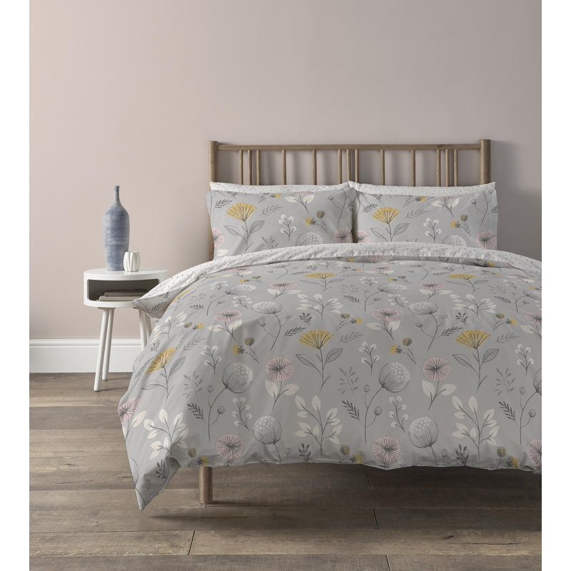 Arsenault Silver 132 TC Reversible Duvet Cover Set with Pillowcases Quilt Cover Soft and Breathable Duvet Cover with Pillowcases Poly Cotton Quilt Cover Soft and Breathable Duvet