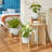 Elayna Ceramic Planter with Wood Stand-1800423403