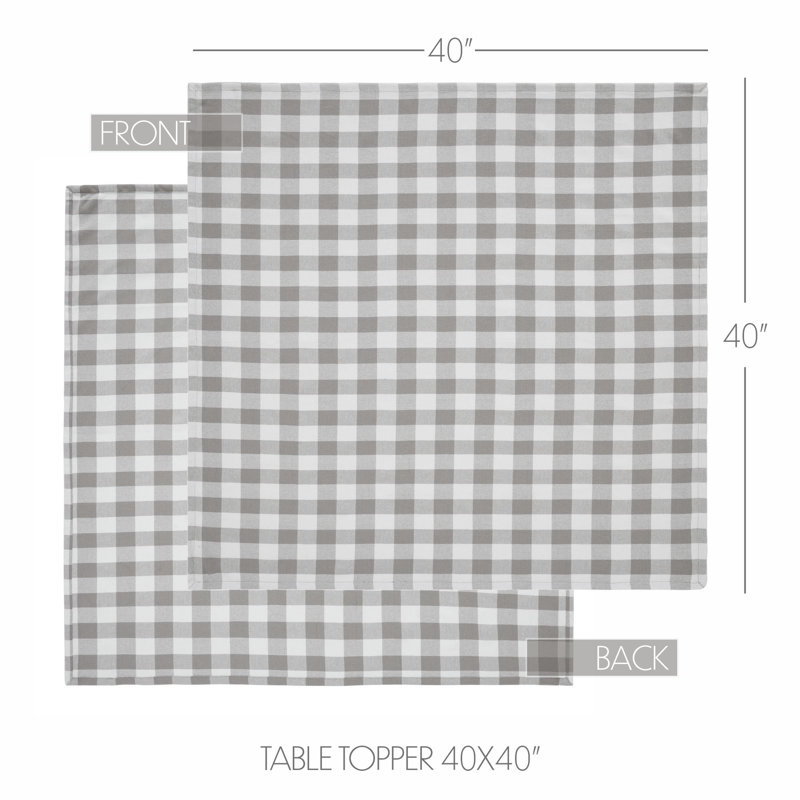 Annie 40x40 Gray and White Cotton Buffalo Check Table Topper