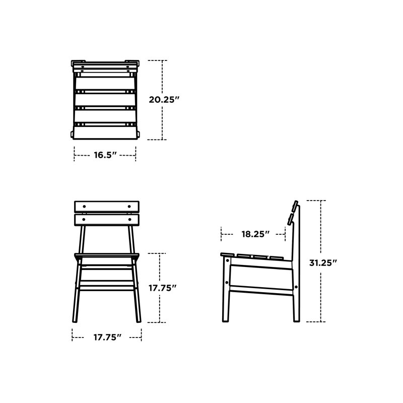 Patio Dining Side Chair, Black