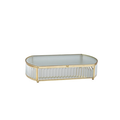 Reeded Glass Oval Box