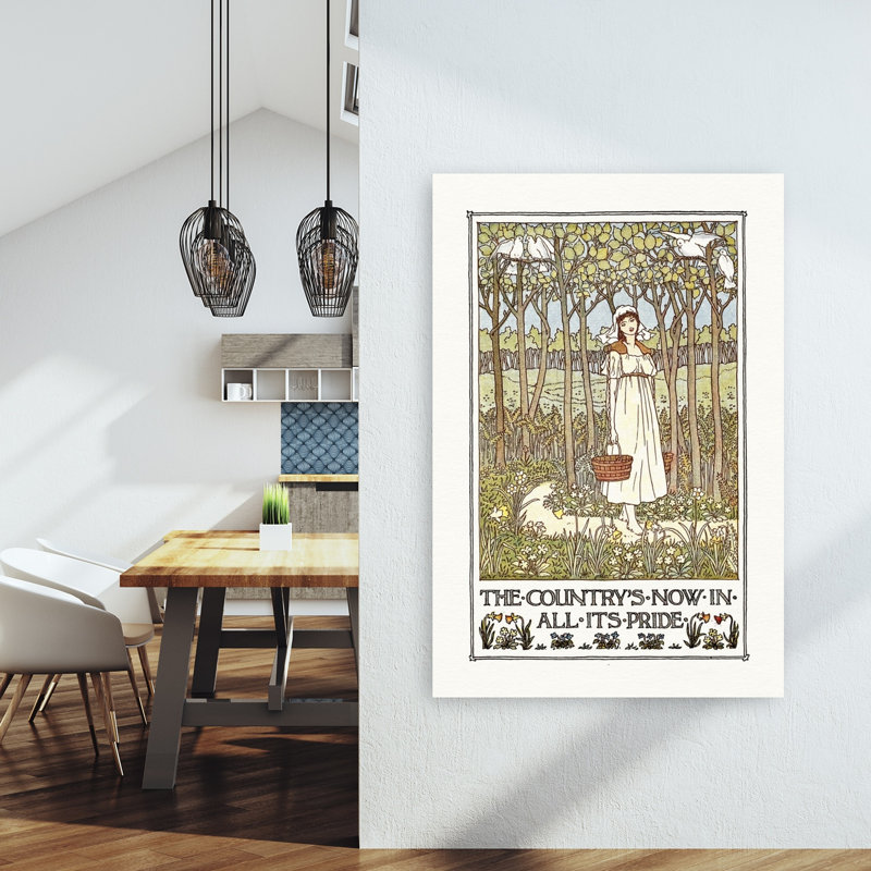 «Spring Maiden In Forest Peaceful Serene Tranquil Bird Forest Landscape», reproduction d'art mural, 60" H x 40" W