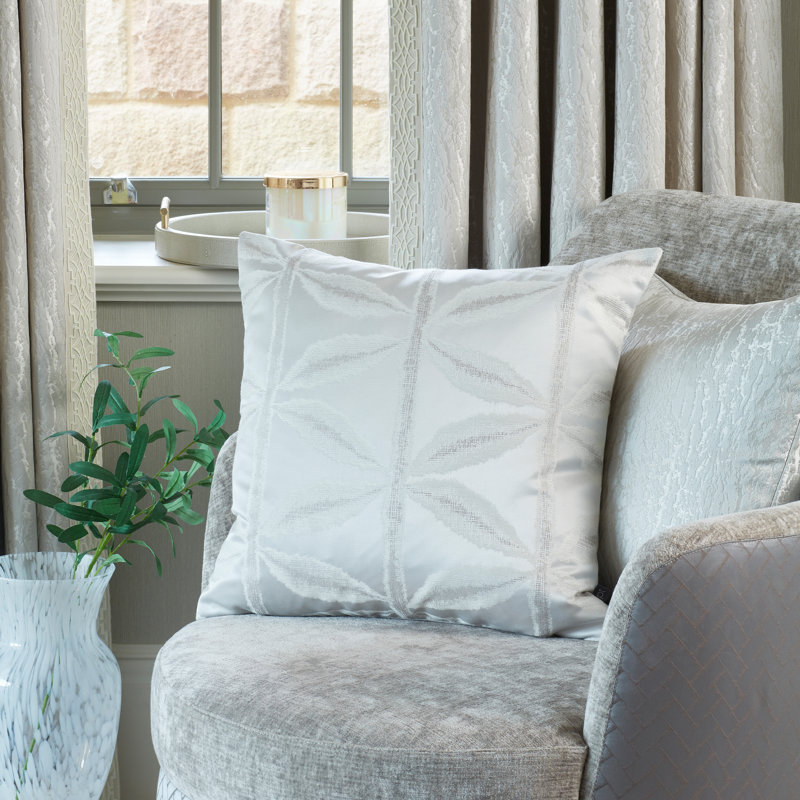 Blanca Floral Square Throw Cushion, Opal, Feathers