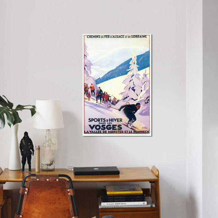 «Skiing III», impression sur toile, H 12 po x l 8 po x P 0,75 po, Toile tendue, Pas de tapis
