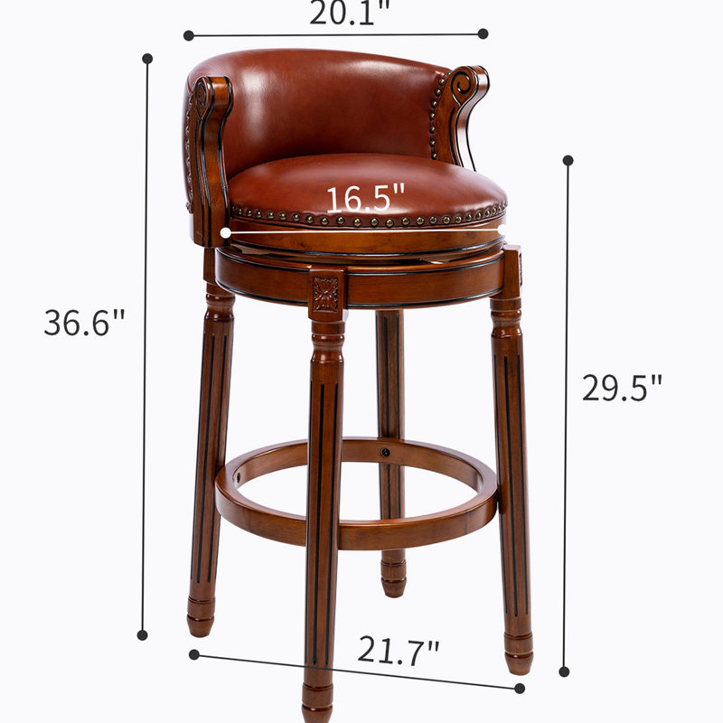 Tabourets de bar en bois avec dessus de vache, chaise pivotante à 360 degrés, Brun