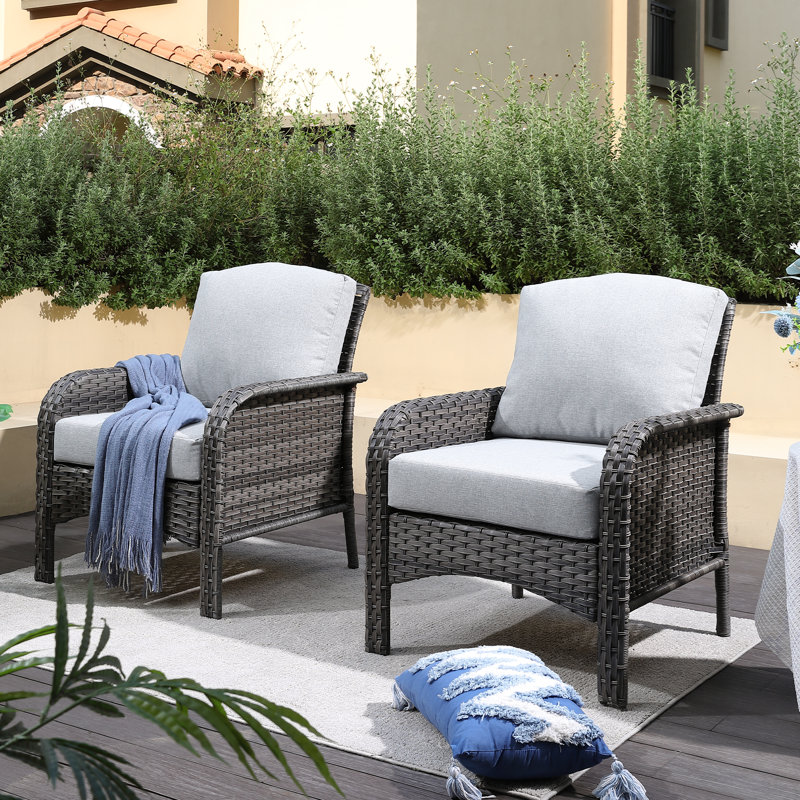 Gretna Wicker Outdoor Lounge Chair, Gray, Gray