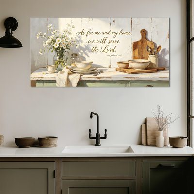 Toile d'art mural rétro pour la salle à manger de style campagnard, image rustique avec arrangement floral, toile tendue avec châssis, prête à être accrochée, 28 po x 58 po.