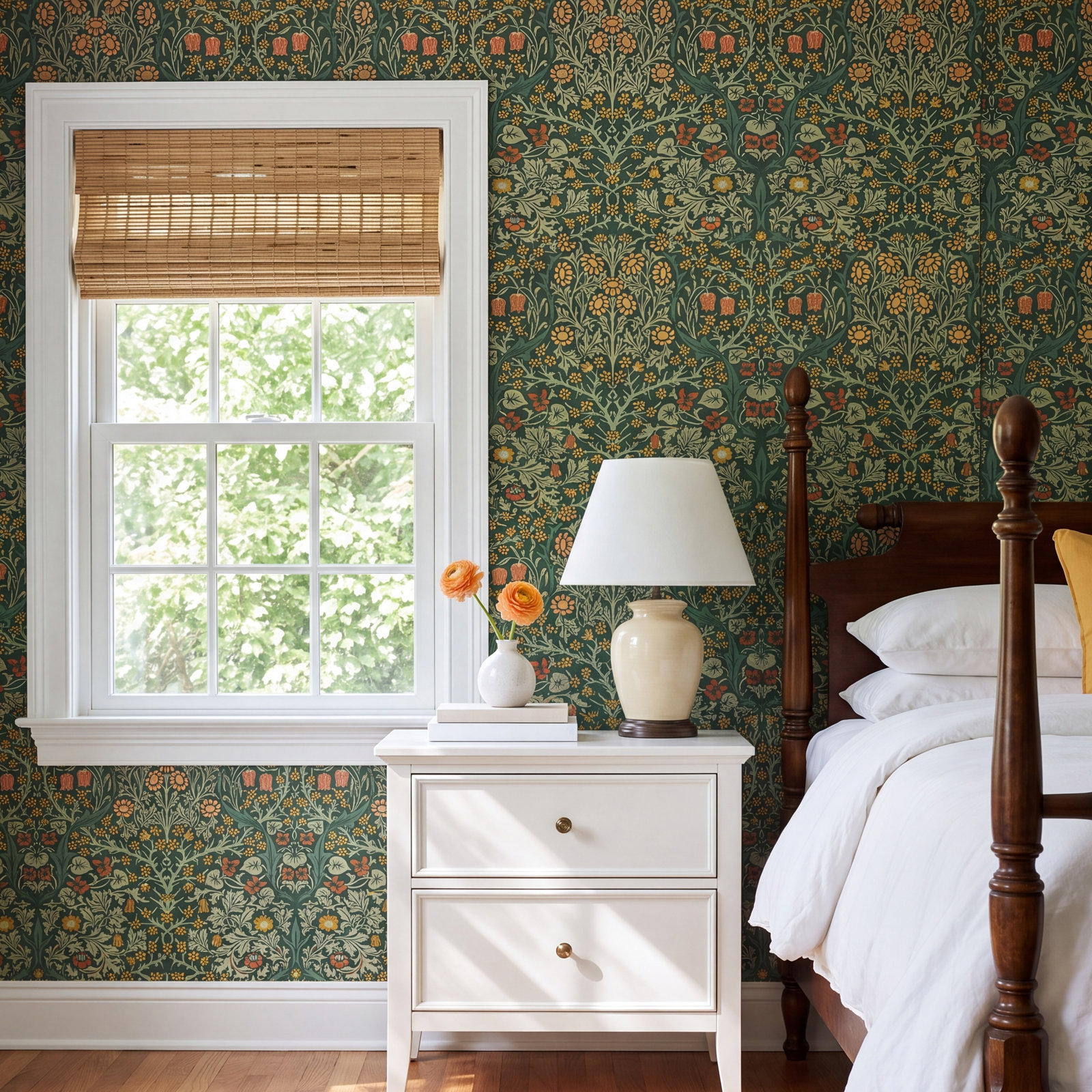 Floral Wallpaper, Deep Green