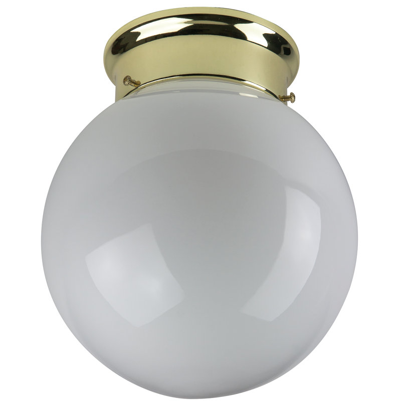 8 po Plafonnier encastré Globe en laiton poli Energy Star, Deux ampoules incluses, H 10,1 po x l 8,1 po x P 8,2 po