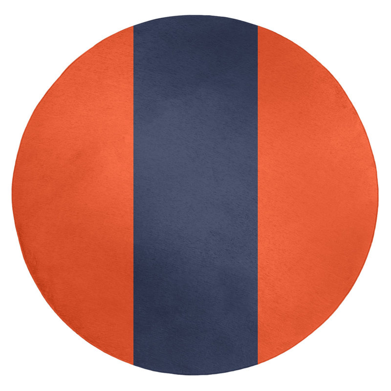 Tapis bleu/orange area, Rond 5 pi