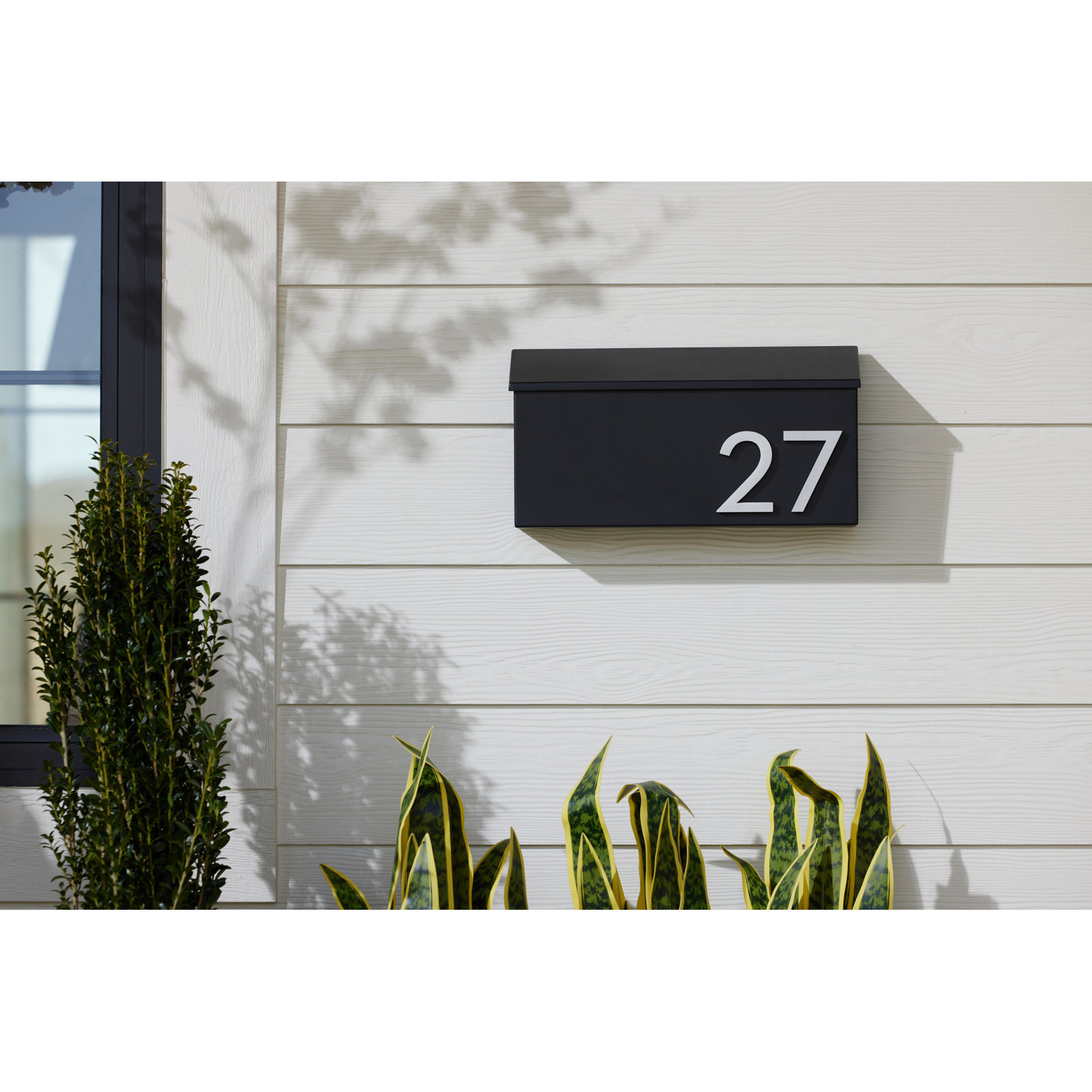 The OG Wall Mounted Steel Mailbox, Black, Silver, Yes