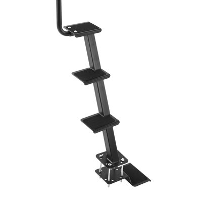 Boat Trailer Steps, 4-Step, Heavy-Duty Boat Trailer Steps with Handle, Non-Slip Surface, 3 Mounting Angle Options, Carbon Steel Ladder Suitable for 3" x 3"/3" x 5"/4" x 4" Frame, Bottom Mounting