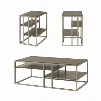 Ensemble 3 pièces de table basse et 2 tables d'appoint Padena