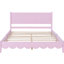 Cadre de lit plateforme en bois rose grand format - Design rétro avec tête de lit rectangulaire, sommier tapissier, pour 600 lb, tablette de rangement supplémentaire