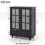 Buffet minimaliste noir avec double porte en verre et tiroir-607293008