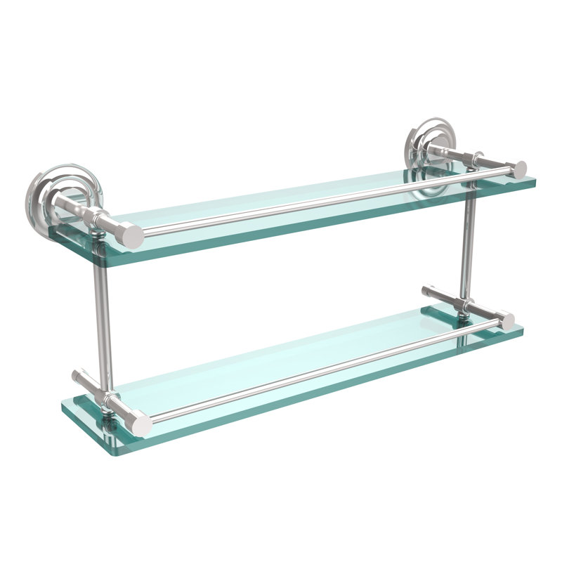 Leamore 2 Piece Tiered Shelf, Polished Chrome, 8" H x 22" W x 5" D