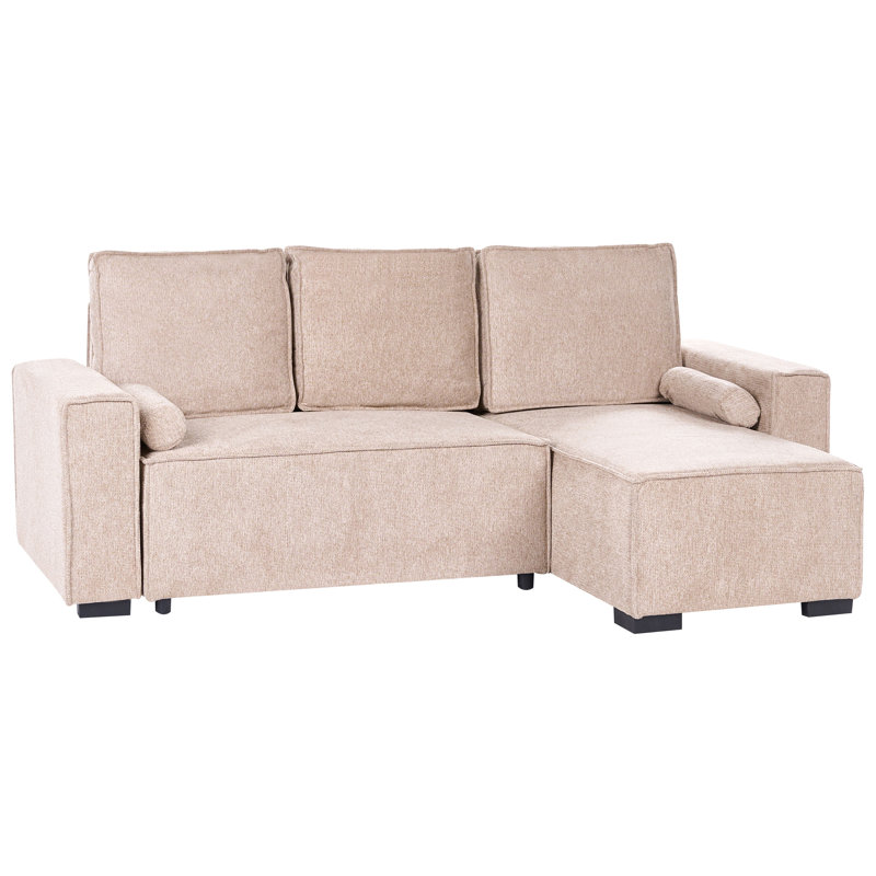 EDANE 3 Seater Fabric Sofa Bed, Beige, Fabric, Right Hand Facing