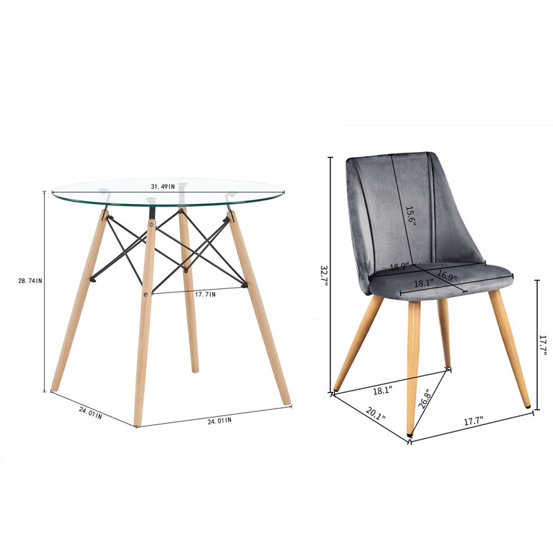Ensemble repas pour 2 personnes Esbeidi, Gris / naturel, Clear, 3 Pieces: 1 Table, 2 Chairs