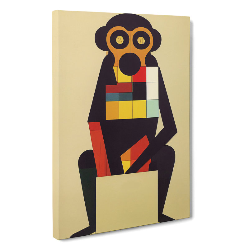 Monkey in Abstract No.1 - Wall Art, 50cm H x 35cm W x 3cm D, Wrapped Canvas