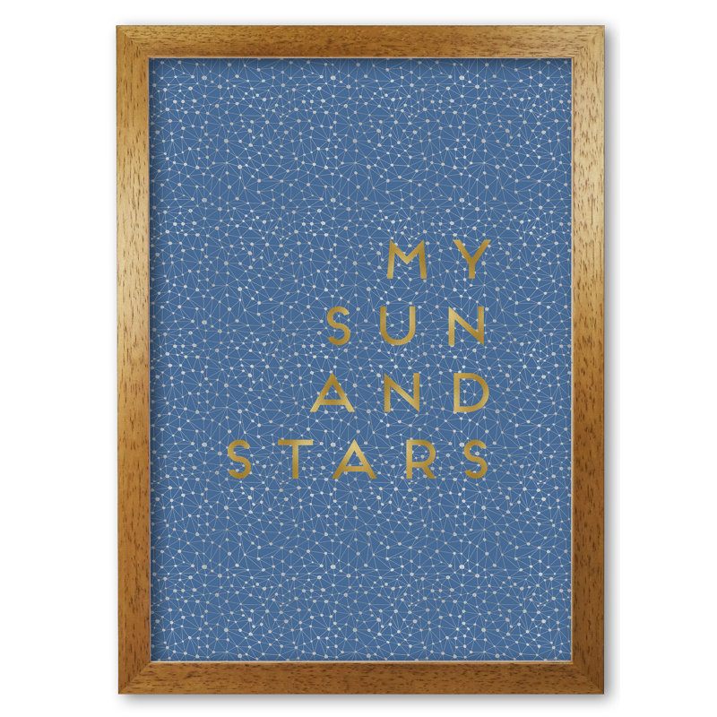 My Sun And Stars - Print, Honey Oak Frame, 60 cm H x 42 cm W x 5 cm D