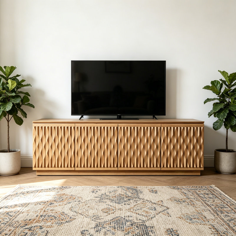 Meuble télé avec rangement de style américain, Brun orangé