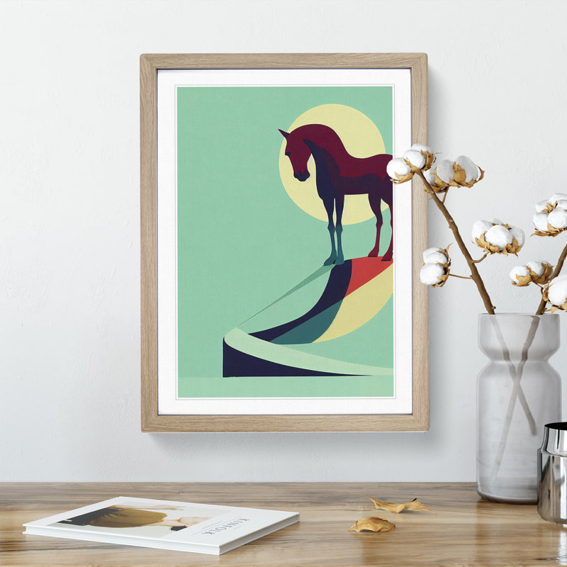 Lucky Horse Abstract - Framed Print, 64cm H x 46cm W x 2cm D, Oak