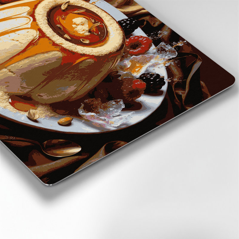 Dessert, semoule de pudding, art mural en métal noir, H 11 po x l 14 po