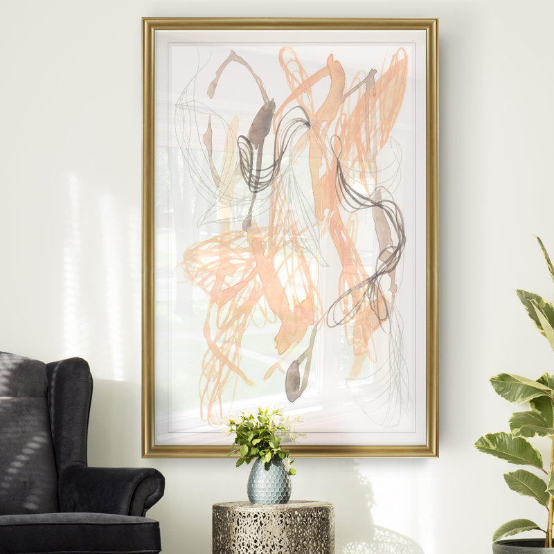 Petal Matrix II - Print on Canvas, 30.5" H x 42.5" W x 1.5" D, Gold Framed