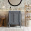 Meuble-lavabo de 24 po avec lavabo supérieur, armoire de rangement à 2 niveaux de style rétro offrant un bassin en céramique lustré et spacieux pour la décoration avec cadre en bois massif, planches, charnières à fermeture douce
