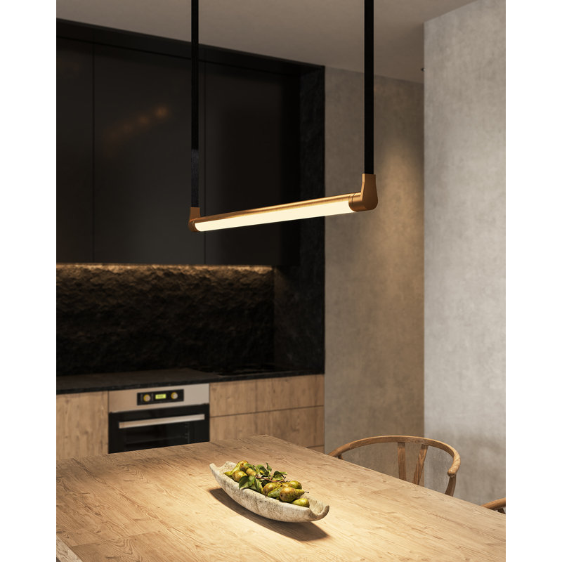 Luminaire suspendu moderne à DEL 41 po Laurence, Laiton rétro