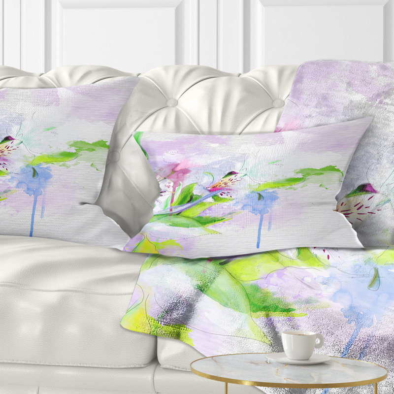 Magnifique aquarelle de croquis floraux - Coussin décoratif imprimé floral