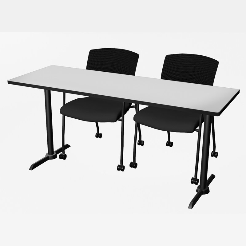 Base et table de formation Cain, Blanc, H 29 po x L 66 po x l 24 po, Noir