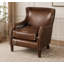 Fauteuil simple en cuir véritable brun foncé de 33,12 pouces de hauteur et polyvalent