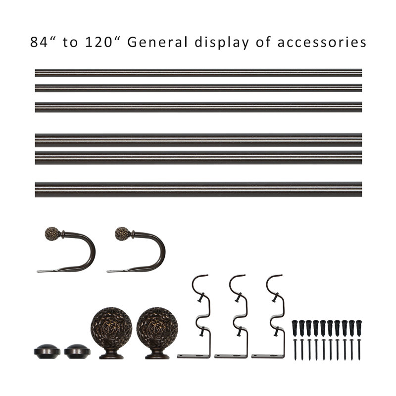Tringle à rideaux double Camilah, H 2,5 po x l 124 po x P 5,5 po, Bronze