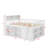 Queen Low Loft Bed With Storage Headboard And LED Lighting, Wooden Loft Bed Frame With Storage Shelves-1972942115