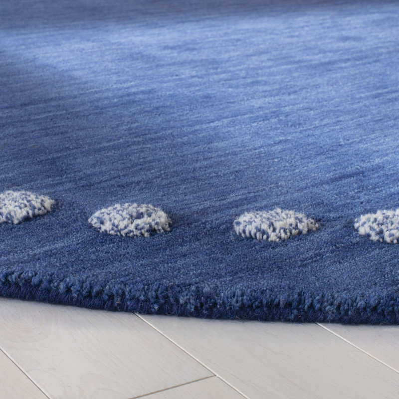 Antaeus Kids Hand Loomed Wool Rug, Round 5', Navy