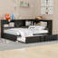 Metal Full Size Daybed with Trundle, Storage Cabinets and USB Ports-1042092091