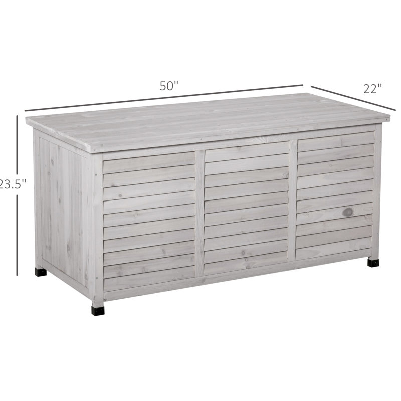 Coffre de jardin en bois gris 75 gallons - Bac de rangement extérieur avec système d'aération et couche résistante aux intempéries pour une durabilité accrue à l'extérieur