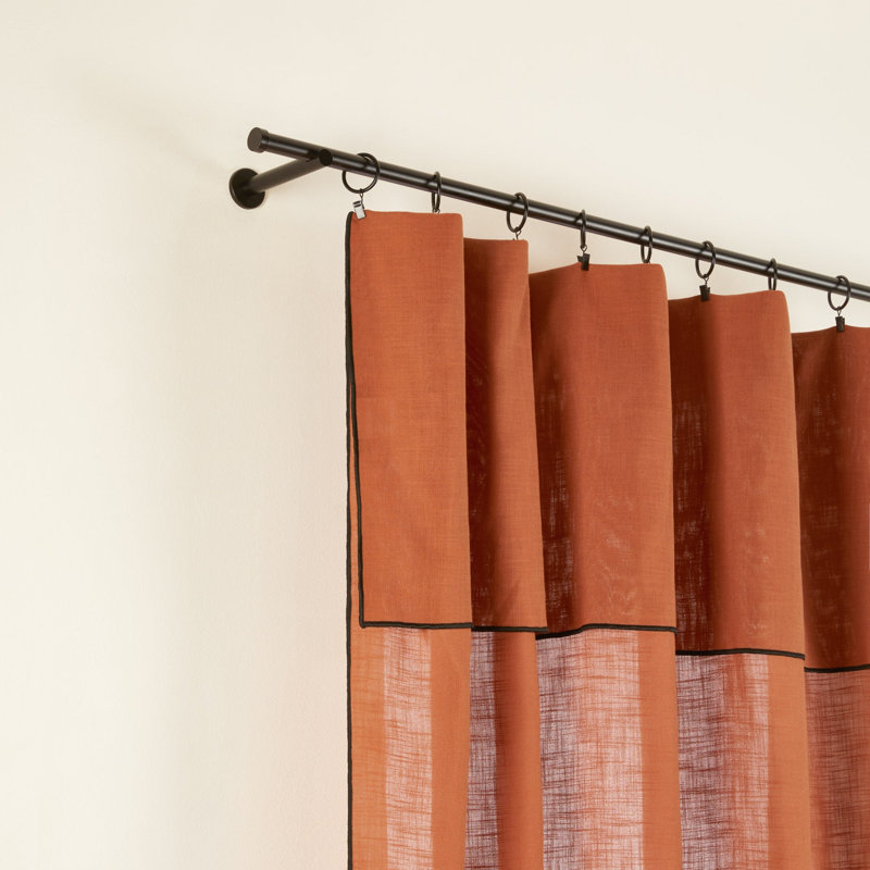 Carlina Semi Sheer Curtain Panel Pair, Width 145 x Drop 300cm, Mid Brown/Black