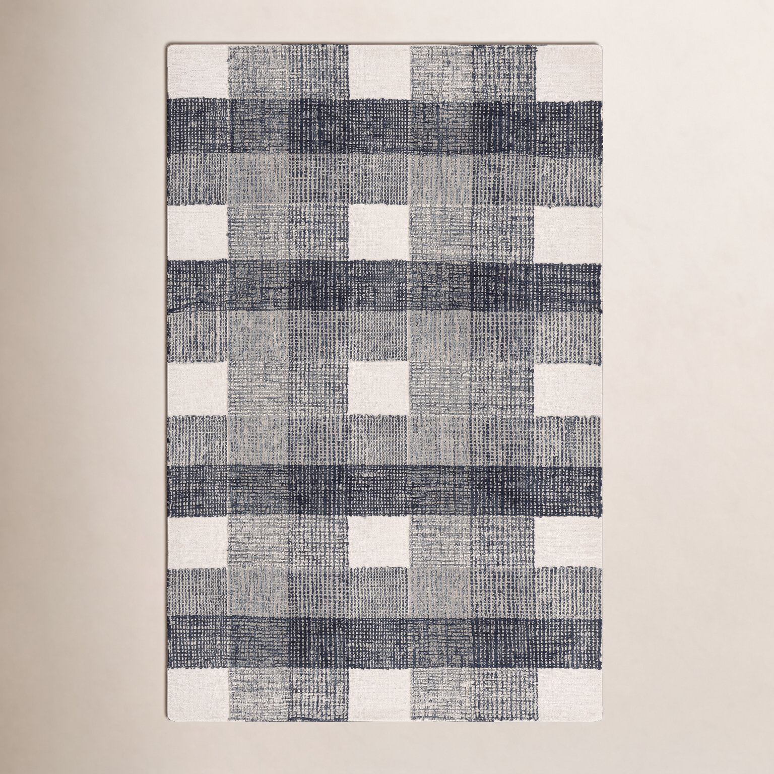 Hand-Tufted Wool Plaid Rug, Rectangle 5' x 8'