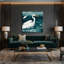 Oiseaux, grande aigrette, art mural sur toile bleue-790958104
