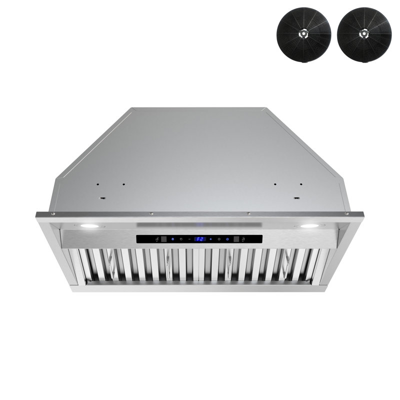 Streamline 28 In. T-4447-1-CL Amandola Convertible Insert 350 CFM Range Hood In Brushed Stainless Steel With Baffle Filters, Touchpad Control, LED Lights