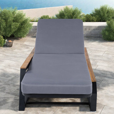 Méridiennes de patio réglables Position Position, coussin gris, accoudoirs en teck